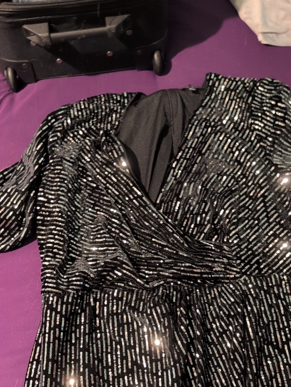 Lane Bryant Black Sequin Wrap-Style Tunic Top